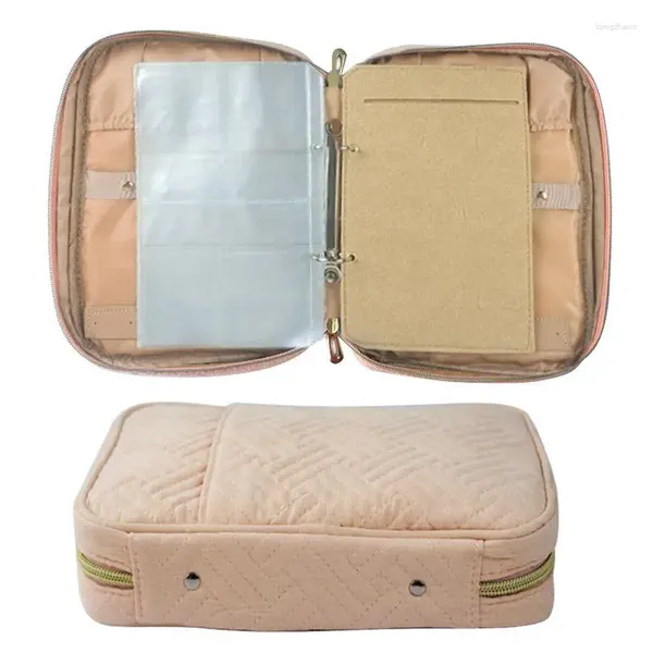 Bolsas de almacenamiento Caja de bolsa de rollo de joyería de viaje para anillo de pendiente de collar portátil y práctico