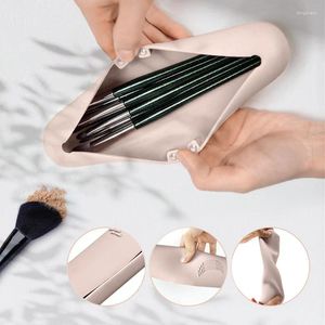 Sacs de rangement Makeup Makeup Brush Holder Organisateur en silicone avec mise à niveau de fermeture de fermeture à glissière