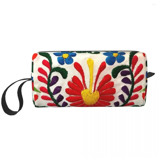 Bolsas de almacenamiento Viajes Flores mexicanas Bolsa de aseo Maquillaje lindo Organizador cosmético Mujeres Belleza Dopp Kit Caja