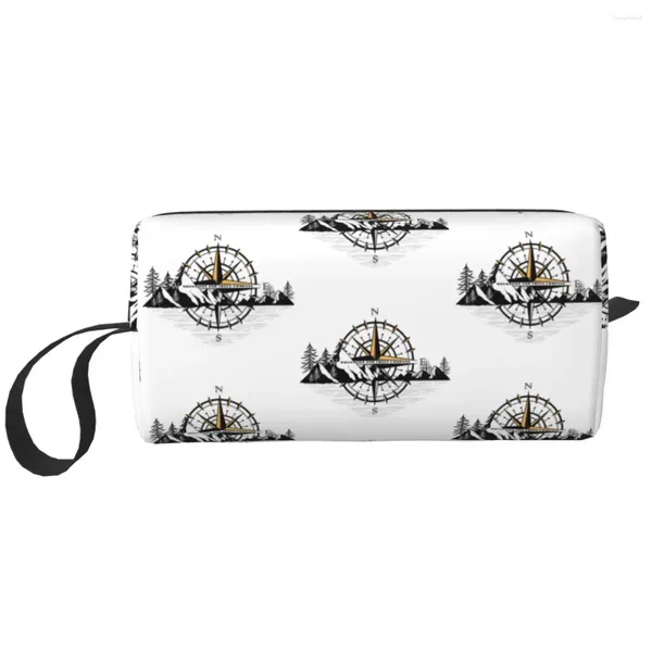 Sacs de rangement montagnes de voyage et arbres sac de toilette en boussole mignon organisateur de maquillage cosmétique Femmes de beauté Dopp Kit