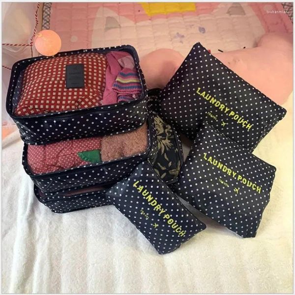 Sacs de rangement Cubes d'emballage de voyage 6PCS / Set Fashion Affectuer des vêtements de grande capacité Tri de grande capacité Organiser le sac de sac Men Weekender