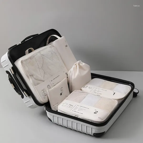 Bolsas de almacenamiento Conjunto de viaje Organizador de maletas de gran capacidad Cubos de embalaje de equipaje Ropa de zapatos portátil Bolsa de accesorios cosméticos