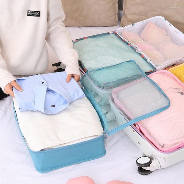Bolsas de almacenamiento de la maleta del organizador de la maleta Documento de maquillaje de maquillaje Cubos de paquete de ropa para