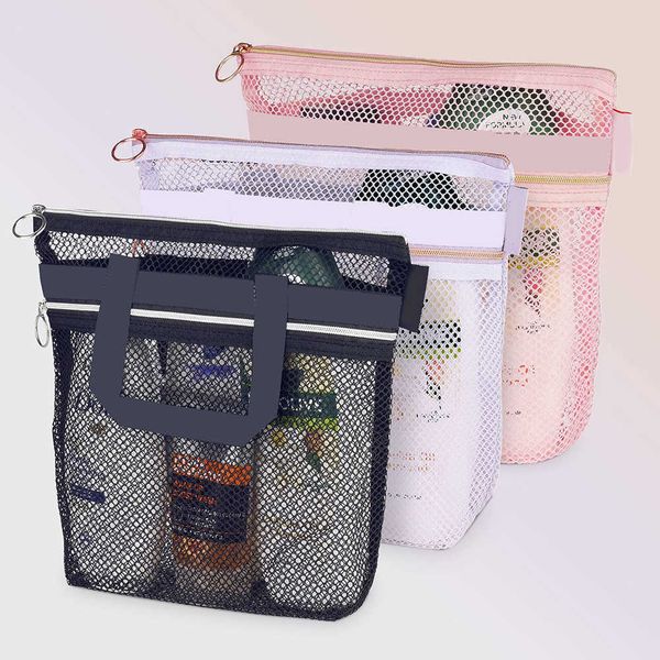 Bolsas de almacenamiento Bolsa de aseo de viaje Bolsa de mano de ducha portátil Bolsa de cosméticos de malla transparente Bolsa de almacenamiento multifuncional Bolsas de cordón de gimnasio herramienta Y2302