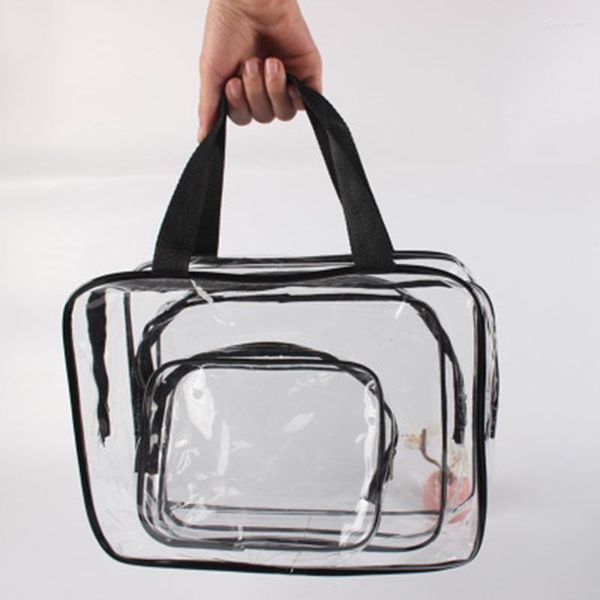 Bolsas de almacenamiento Bolsa de cosméticos transparente de viaje y caja de plástico PVC impermeable equipaje toalla maleta organizador almacenamiento