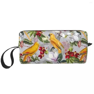 Opbergtassen Travel Vintage Parrot Tropical Jungle Pattern toilettas Tas Kawaii Birds Make -up Cosmetisch voor vrouwen Beauty Dopp Kit Box