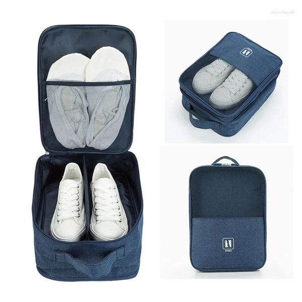 Bolsas de almacenamiento Zapato de moda Bolsa de viaje Tela para viajar Sostiene 3 pares de zapatos Ropa interior Ropa multifunción