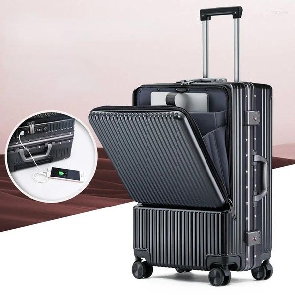 Sacs de rangement Trolley Suitcase Computer Boarding Brouggage Front Open Men's Femme's Side Pull Tile Case 20 