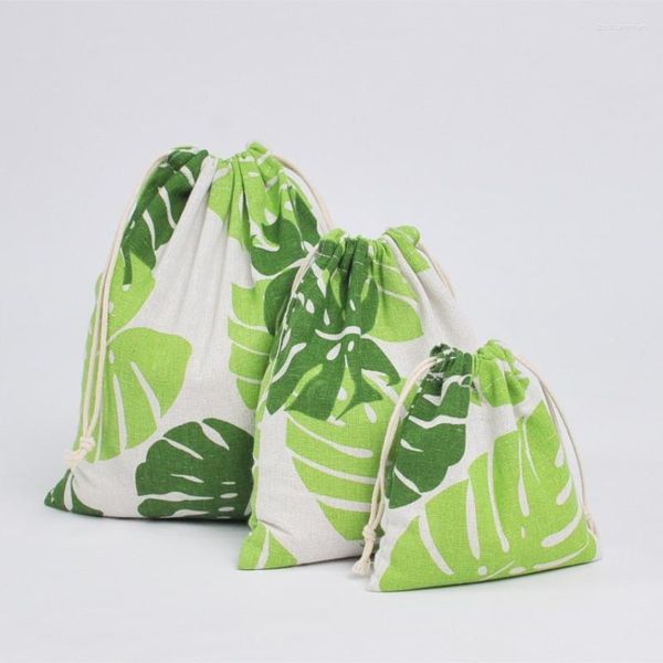 Sacs de rangement plantes tropicales coton lin tissu poussière tissu sac vêtements chaussettes/sous-vêtements chaussures recevoir maison divers enfants jouet