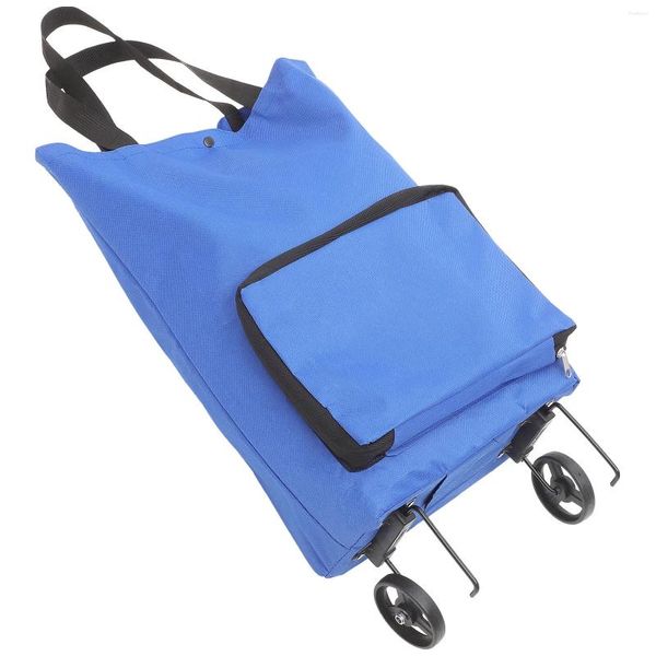 Bolsas de almacenamiento Bolsa de tirón Bolsa de comestibles plegable Carro grande para compras Oxford Capacidad de tela Carro de ruedas Carro de mercado