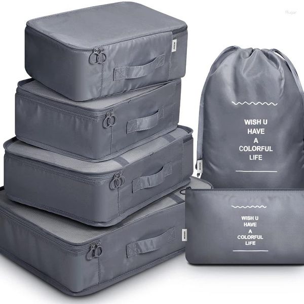 Bolsas de almacenamiento Bolso de viaje impermeable Clasificación de ropa de clasificación Aufbewahrungstasche Set de seis piezas