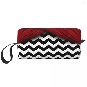 Sacs de rangement Twin Peaks Noir et Blanc Sac de maquillage géométrique moderne pour femmes Voyage Cosmétique Organisateur Mignon Bohème Toilette