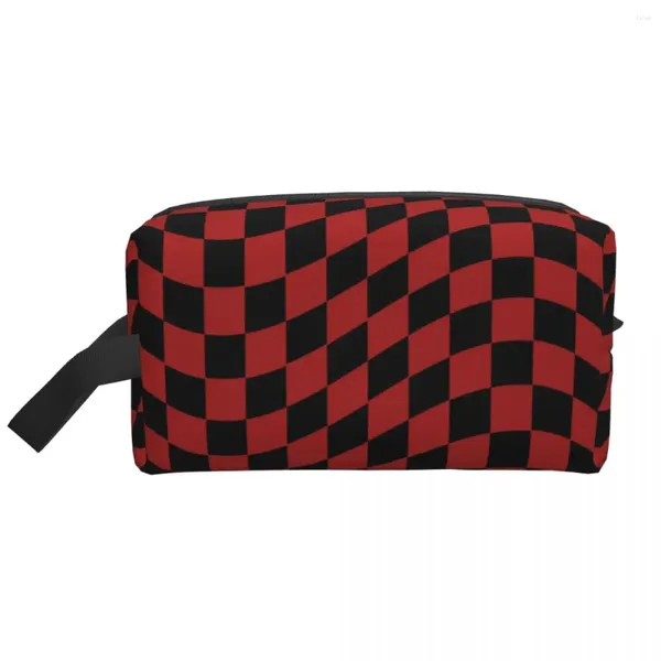 Bolsas de almacenamiento dos tonos ska rojo checkers negros bolsas de maquillaje para mujeres Organizador cosmético de viajes