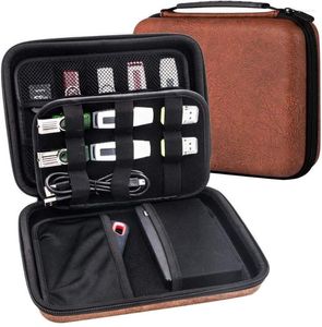 Sacs de rangement étui pour clé USB sac étanche antichoc dur/organisateur d'accessoires de câble électronique marron