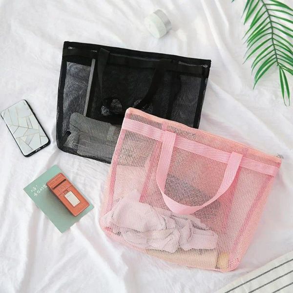 Sacs de rangement Sac de douche utile Robuste Pratique avec poche Multi-fonction Voyage Mesh Beach Toiletry