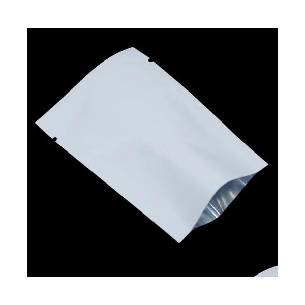 Sacs de stockage Variété de tailles pour les noix Snack Blanc Feuille d'aluminium Vide Open Top Thermoscellable Emballage Mylar Qualité alimentaire Sea Homefavor Dhyvj