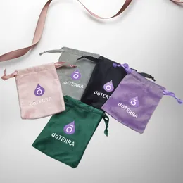 Bolsas de almacenamiento estuche de aceite esencial de terciopelo para doTerra vials de bolsa de cordón