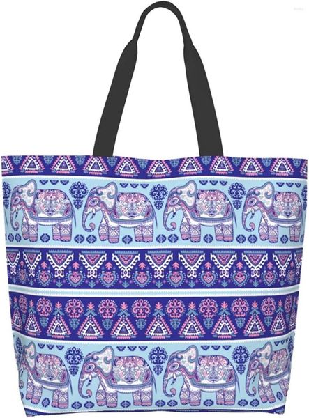 Sacs de rangement Vintage ethnique éléphant grand sac fourre-tout pour femmes décontracté épaule bandoulière plage voyage épicerie cadeaux