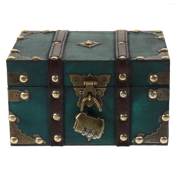 Sacs de rangement Vintage bijoux cas bibelot rétro en bois organisateur Pirate trésor coffre conteneur argent tirelire