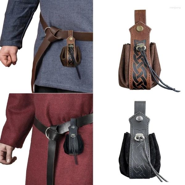 Sacs de rangement Vintage Viking Style TrawString Pouching Dice Coin Sac Masquerade Accessoires de cosplay médiéval Propographie Belt