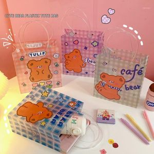 Opbergzakken WG Pack van 10 PVC Kawaii Beer Tas Meisje Draagbare Winkelen Verpakking Gift Cartoon Handtas Organisator Dames 2022