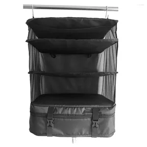 Sacs de rangement Armoire Placard Organisateur pour vêtements 3 étagères Gain de place Grande capacité Sac suspendu Voyage Emballage Valise pliable