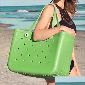 Sacs de rangement Sac de plage étanche Solide Organisateur perforé Panier Summer Water Park Sacs à main Grands Femmes Stock Cadeaux Drop Livraison Hom Othmn