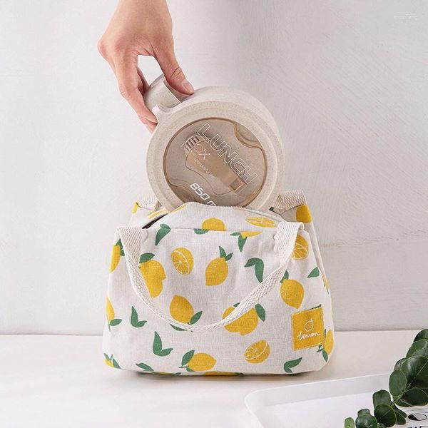 Sacs de rangement étanche mignon sac à déjeuner de fruits pour les femmes Portable isolé thermique Bento poche conteneur école nourriture