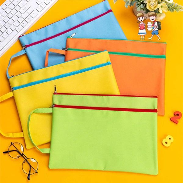 Bolsas de almacenamiento Carpeta de archivos impermeable Tela Oxford Bolsa gruesa Documentos de datos Bolsa Bolsillo A4 Oficina Escuela de negocios