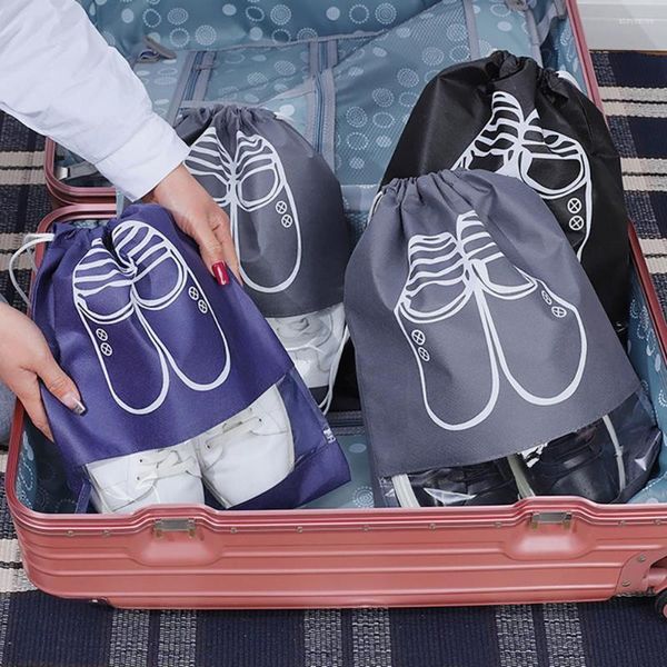 Bolsas de almacenamiento Suministros para el hogar impermeables Bolsa de embalaje clasificada con cordón para zapatos para viajes