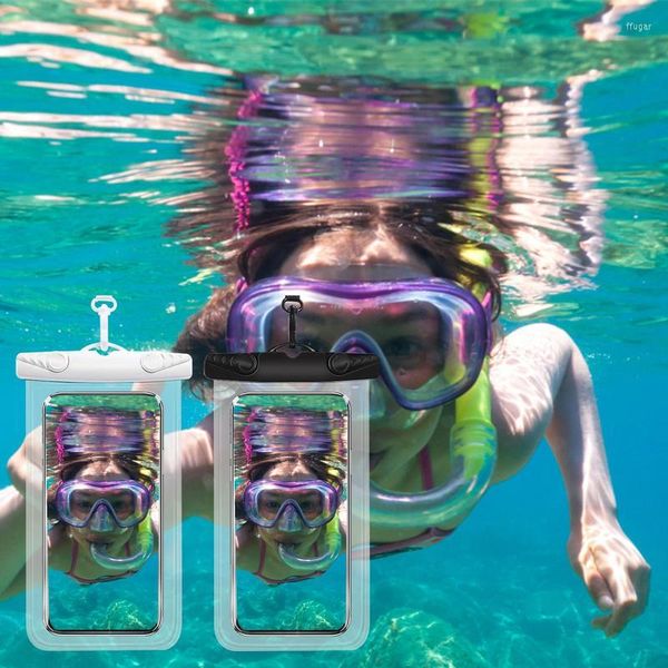 Bolsas de almacenamiento Bolsa impermeable para teléfono al aire libre con cordón Estuche seco flotante universal para teléfonos inteligentes Playa