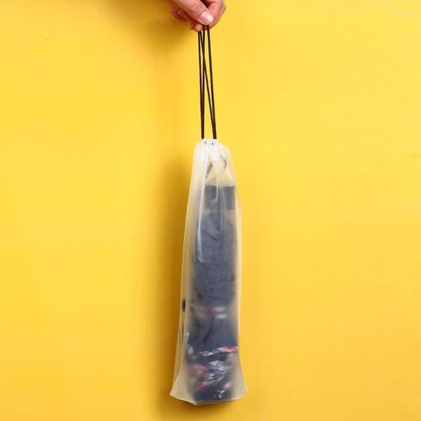 Sacs de rangement Étanche Transparent Sac en plastique Parapluie Réutilisable Portable Cordon Couverture Organisateur