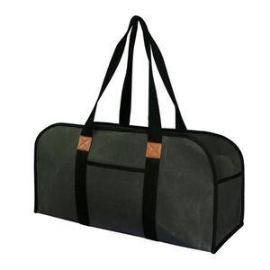 Sacs de rangement sac en toile cirée bois de chauffage avec poignée Portable panier à bois de feu bûche transportant l'outil de transport Organizer264x