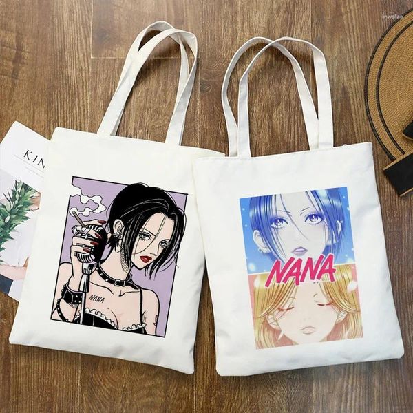 Bolsas de almacenamiento piedras blancas nana oski anime bolso compras diseño original diseño unisex unisex viajes de viaje eco comprador plegable