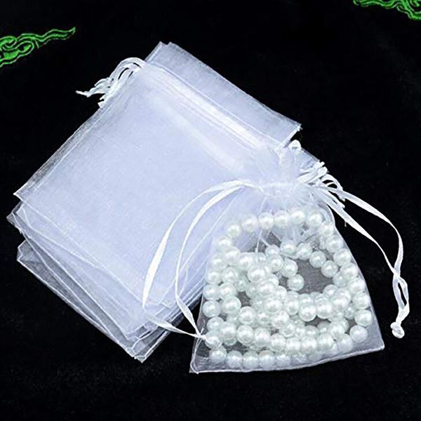 Sacs de rangement en gros 100 pcs/lot sac en Organza réglable 9x12 cm cordon bijoux emballage bonbons mariage cadeaux pochettes stockage