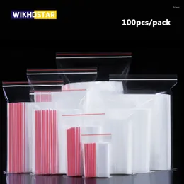 Sacs de rangement Wikhostar 100pcs / pack Package refermable Package de nourriture Vacuum Sac frais Sceau d'auto-scellé Polo Organisateur