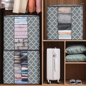 Opbergzakken met heldere raamkleding Organisator Non geweven stof grote capaciteit vuile kleding verzamelende tas quilt dekens