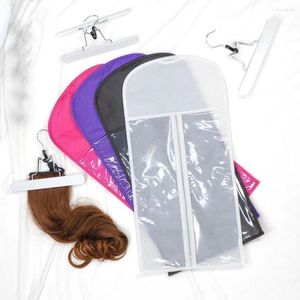 Sacs de rangement avec sac de perruque de cintre portable à l'épreuve de poussière Prévoyez l'humidité transparente des perruques imperméables extensions de cheveux