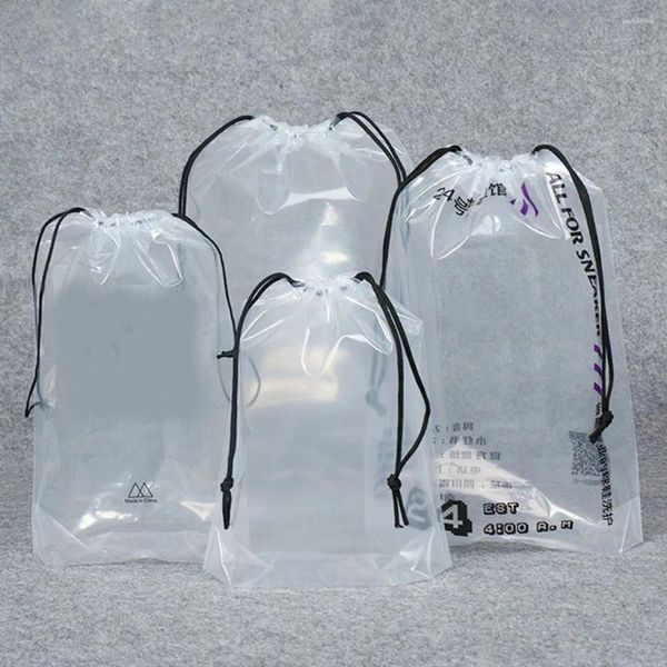 Bolsas de almacenamiento con cuerda Bolsa con cordón transparente Gran capacidad Zapato portátil transparente Material Pe Material de mano Hogar