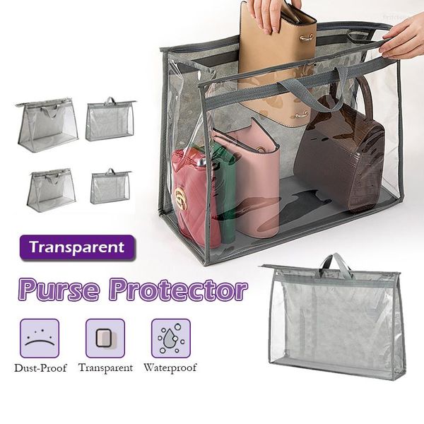 Bolsas de almacenamiento Bolsa para mujeres Hogar a prueba de polvo transparente para el polvo para los bolsos Organizador de la cubierta de protección a prueba de humedad e impermeable