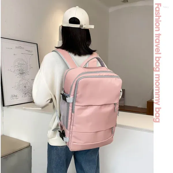 Sacs de rangement Femmes sac à dos imperméable Sac à école décontractée avec sangle à bagages sac à dos de port USB Randonnée Sport voyage grande capacité pour les hommes