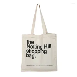 Sacs de rangement Femmes Sac à provisions en toile Notting Hill Livres de coton femelle en tissu épaule Eco sac à main