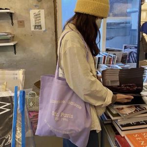 Opbergtassen vrouwen canvas schoudertas letters print winkelen eco katoen linnen shopper doek stoffen handtas tote voor meisjes