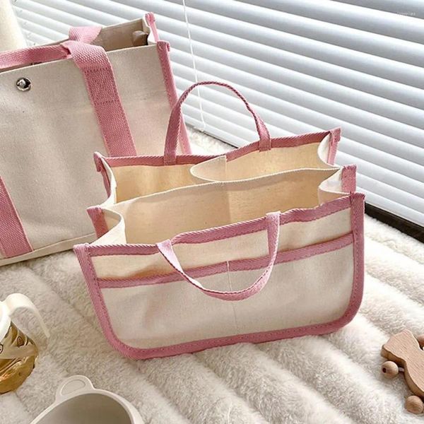 Sacs de rangement Femmes Fashion Handbagbag Capace Canvas Tote Sac pour plusieurs compartiments Poches Élégantes Mère bébé