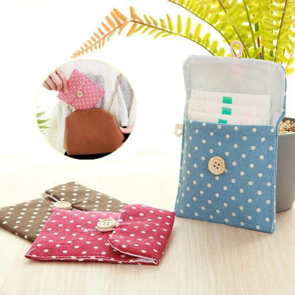 Bolsas de almacenamiento para mujeres bolsas sanitarias bolkones de polka mini pañales de algodón portátil de algodón toalla de bolsillo de bolsillo de bolsillo de monedas