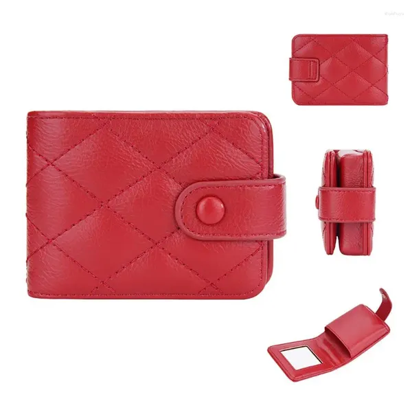 Sacs de rangement Femmes Rouge à lèvres Sac Portable Faux Cuir avec miroir Organisateur Case pour Mini Voyage Maquillage Lèvre