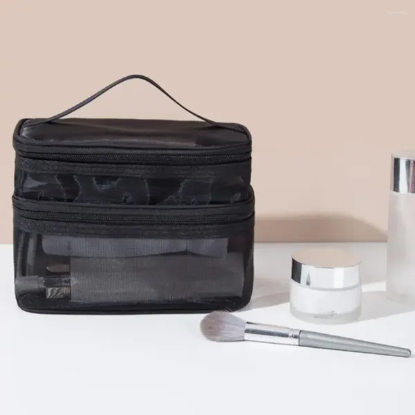 Sacs de rangement Sac de cosmétique pour femmes Travel de maquillage transparent Organisateur de maquillage transparent avec handle