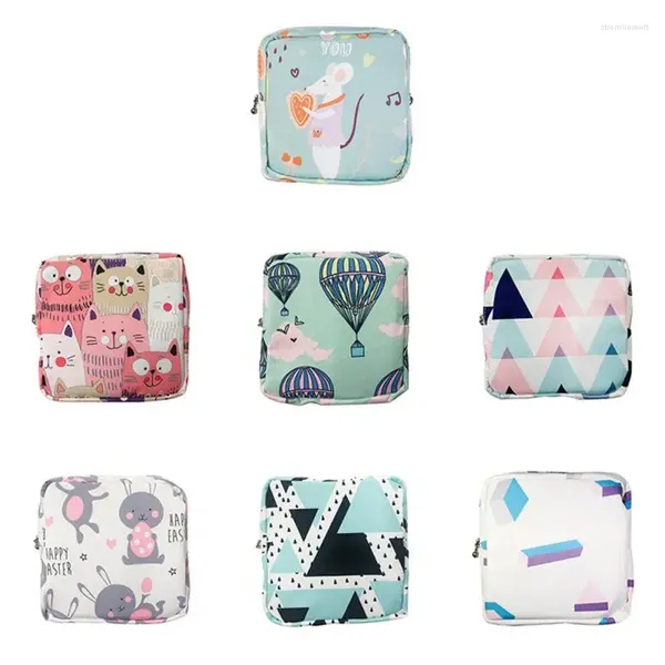 Sacs de rangement Femmes Tampon Sac Sanitar Sanitor Cosmetic Cartoon Pattern Coin Money Carte Pouch Portable Travel Outdoor