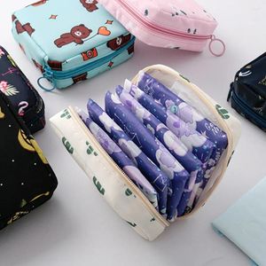 Sacs de rangement Femmes Tampon Sac Hygiénique Pochette Serviette Cosmétique Organisateur Dames Maquillage Filles Titulaire