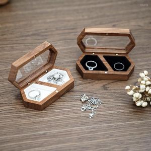 Opbergtassen houten helder deksel sieradendoos dubbele rooster sieraden kast bruiloft display organisator oorring ring ketting cadeau